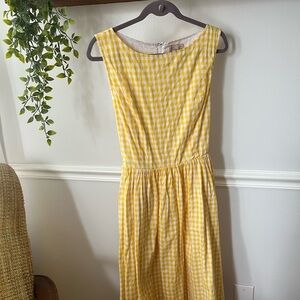 Lindy Bop Yellow Gingham Midi Dress